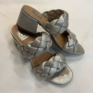 Dolce Vita Stacey Silver Double Braided Strap Sandals Block Heel Size 6